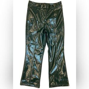 NWT 7‎ for all mankind Faux Leather Shiny Flare Green Pants Style 82580 MEDIUM